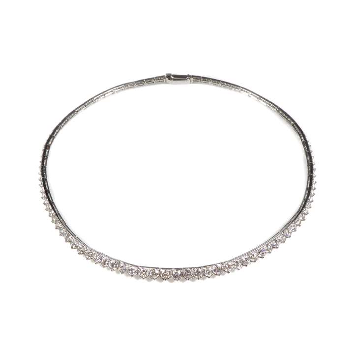 Graduated diamond line collar necklace